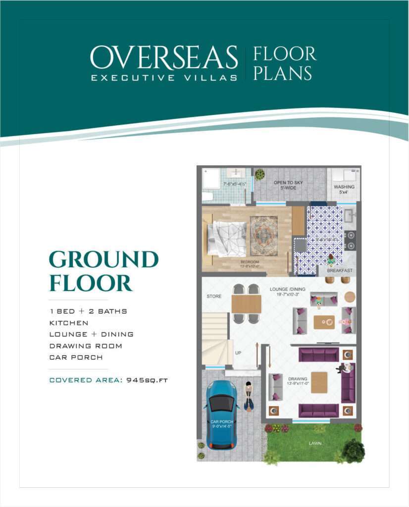 Q Links overseas executive villas bahria orchard lahore ground floor plan