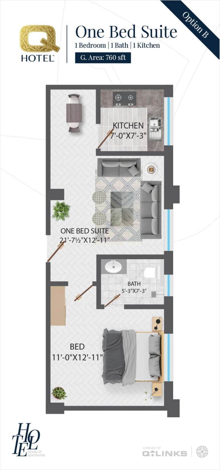 Q Links Q Hotel At Jasmine Mall Bahria Town Karachi One Bed Suite Option B